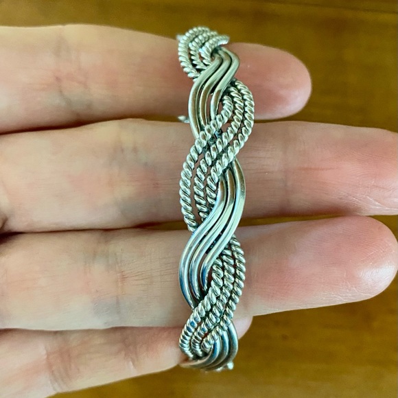 STERLING SILVER  10MM TWISTED CABLE CUFF BRACELET size 7”